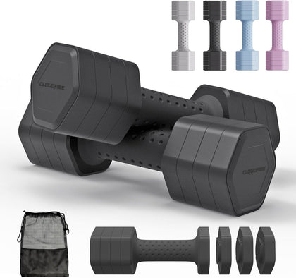 Adjustable Dumbbell Set of 2, 4 in 1 Free Weights Dumbbells Set, Hand Weights for Women at Home, 5 lb Dumbbells Set