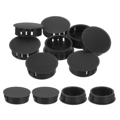 uxcell 12Pcs 30mm(1-3/16") Nylon Hole Plugs, Flush Type Panel Round Snap in Fastener Knockout Locking Plugs for Furniture Insert End Caps Panels, Black