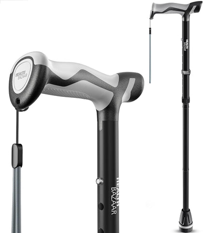 Walking Cane for Men & Women, Foldable Cane with Shock Absorption - Adjustable, Lightweight Collapsible Walking Stick