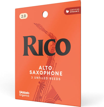 Rico Organic Alto Saxophone Reeds, Strength 2.0, 3 Pack | Rico Organic Alto Saxophone Reeds provide consistent