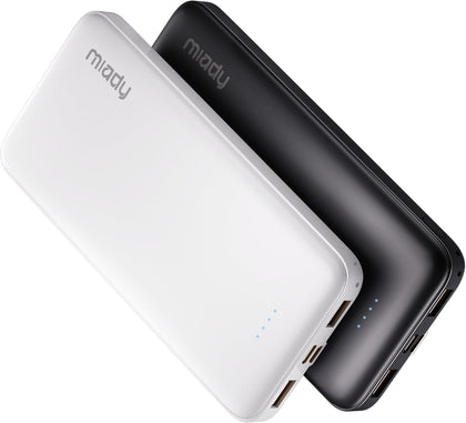 2-Pack 10000mAh Dual USB Portable Charger, Type-C Charging Power Bank, Slim Battery Pack for iPhone 17/16/15/14