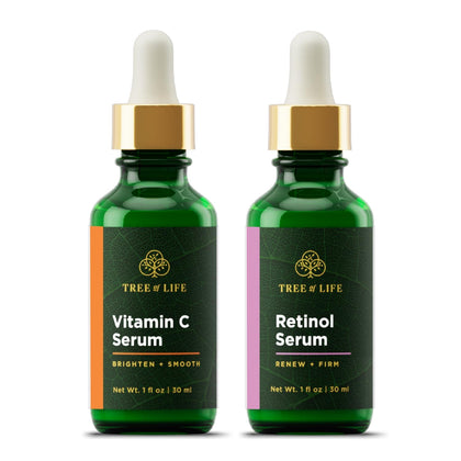 Beauty Facial Skin Care Set, Brightening, Firming, Hydrating, Dry Face, Dermatologist Tested - Vitamin C Serum