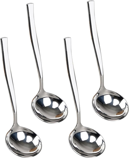 Set of 4 Stainless Steel Gravy Ladles, Small Sauce Ladle Set | 7.6-Inch Mini Serving Ladle Spoons for Soup, Gravy