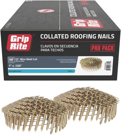 Grip Rite GRCR2DGAL 1" by 15° Galvanized Coil Roofing Nail (7, 200per Box)