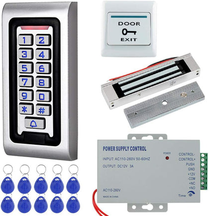 HFeng Door Access Control System Kit IP68 RFID Keypad Waterproof Outdoor + 180KG/320lbs Electromagnetic Electric