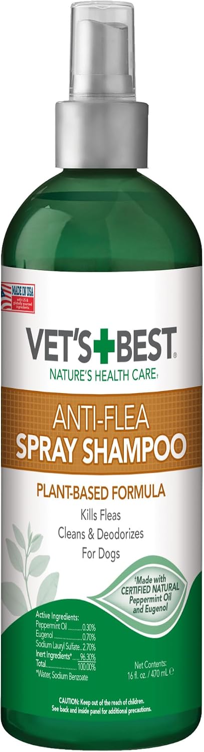 Flea & Tick Spray Shampoo for Dogs, Essential Oils, 16 oz
