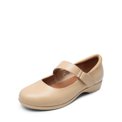 Women's Mary Jane Flats Ankle Strap Shoes,Nude,6.5