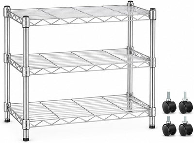 3-Tier Storage Shelves, 750 Lbs Loading Capacity, 24.02" W x 13.78" D x 21.97" H Shelving Unit for Garage, Pantry and