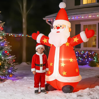 8FT Christmas Inflatables Santa Claus Outdoor Yard Decorations, Christmas Blow up Santa with LED Lights, Winter