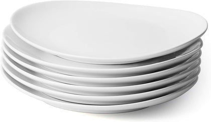 Porcelain 11 Inch Dinner Plates Set of 6 - White Dinner Plates - Dishwasher, Microwave, Oven Safe, Scratch Resistant