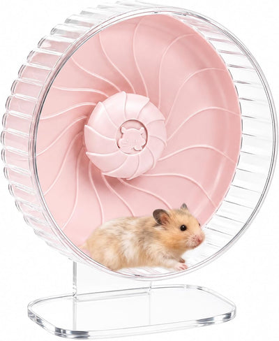 8 inch Silent Hamster Wheel with Adjustable Stand, Pink