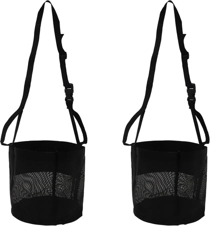 Horse Feed Bag 2 Pack-Grain Feeder Reinforced Bottom Mesh Feeding Troughs