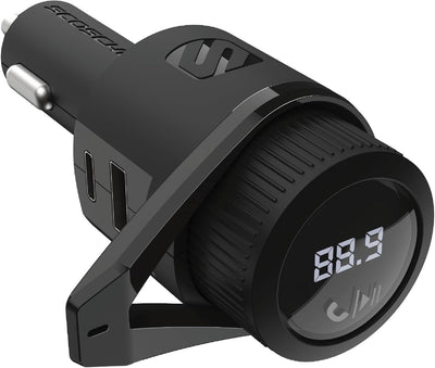 BTFM9 FM Bluetooth Transmitter Car, Dual 12W USB-C and USB-A Charging Ports, Fast Type C Car Charger, Wireless Radio