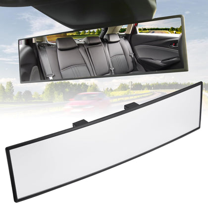 Panoramic Rear View Mirror, 12 Inch Wide Angle Clip On Mirror, Universal Car Interior Accessories, Convex Interior