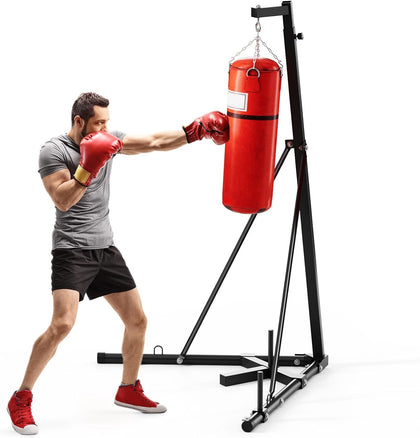 Height Adjustable Heavy Duty Punching Bag Stand, Stand Only | Boxing Bag Stand with Weighted Base for Stability