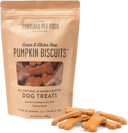 Portland Pet Food Pumpkin Dog Treats - Healthy, Grain-Free Biscuits, 5 oz