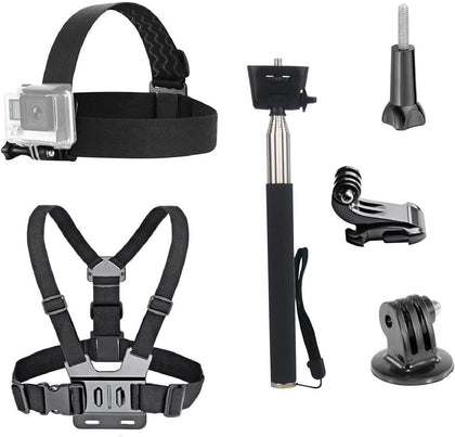 3 in 1 Universal Action Camera Accessories Kit | Head Strap Mount/Chest Harness/Selfie stick Compatible Gopro Hero 13