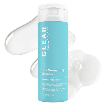 CLEAR Pore Normalizing Acne Facial Cleanser | Salicylic Acid Face Wash for Clogged & Enlarged Pores, Redness &