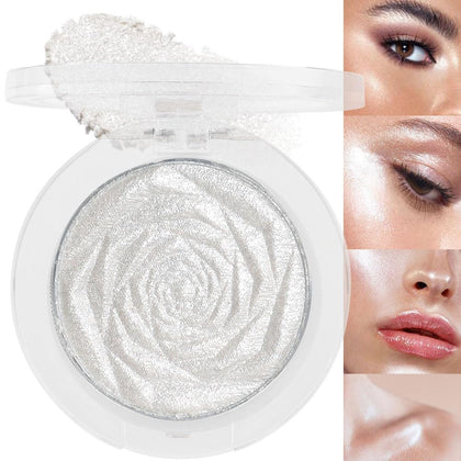 Pearl White Silver Face Highlighter Makeup, White Shimmer Glitter Diamond Sparkly Highlighters Makeup Eyeshadow