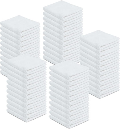 100% Cotton Terry Towels Cleaning Cloths, Pack of 50 (12" x 12") Multipurpose, Highly Absorbent, Reusable Cotton