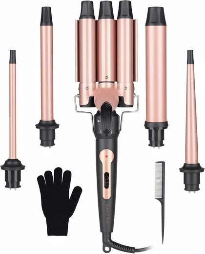 Wand Curling Iron Hair Crimper Tool, Emocci Pro Large 3 Barrels (0.35" - 1.25" Ceramic Barrel) Hair Wand Curler for