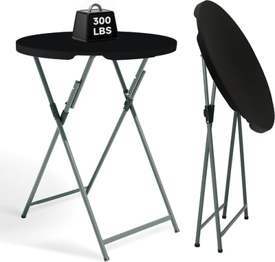 32" Round Folding Cocktail Table - HDPE Matrial Top with Steel Frame, Stable & Easy to Clean - High Top Table for