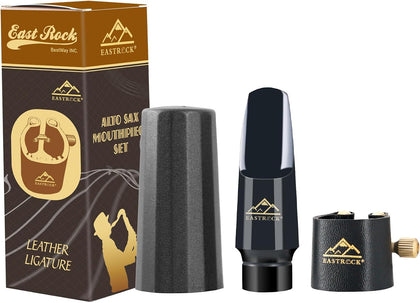 Alto Saxophone Mouthpiece Kit includes Leather Ligature, Plastic Cap, Professional Alto Sax Mouthpiece, Musical