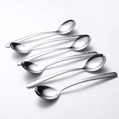 Soup Spoons 6-Pack 18/10 Stainless Steel Large and Heavy Duty Round Spoons Elegance Series 7 Inch Long 1.9 Ounces