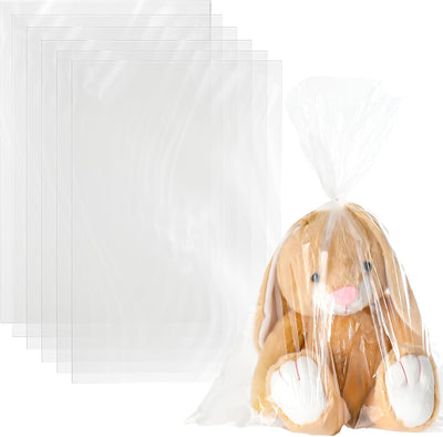 100 Pcs Large Clear Plastic Bags 18" x 24" Flat Open Poly Plastic Packaging Wrap Bags for Bread Dough Clothes