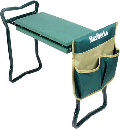 50921 Folding Garden Kneeler Stool with 8 inch Wide Kneeling Pad, with 1 Tools Pouch for Planting and Gardening