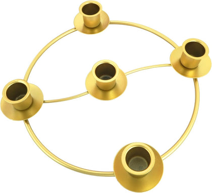Gold Advent Candle Holder, 5 Wreath Candle Holder for Christmas Home Church Decor