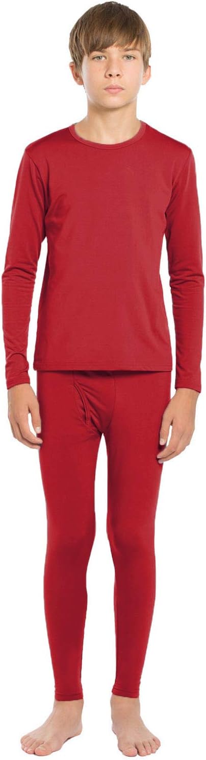 Thermal Underwear for Kids, Boys Long Johns Base Layer Thermals | Fleece Lined Long Sleeve Top & Bottom Leggings Cold