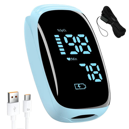 Fingertip Pulse Oximeter, Portable Rechargeable Oximeter Instant SpO2 & Accurate Heart Rate Reading for Adults