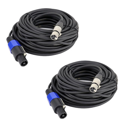 Pack of 2 30 Feet Speakon Male to XLR Female Cable - 2pcs 30ft. Speak-ON Type Plug to 3 Pole XLR Audio Jack Extension