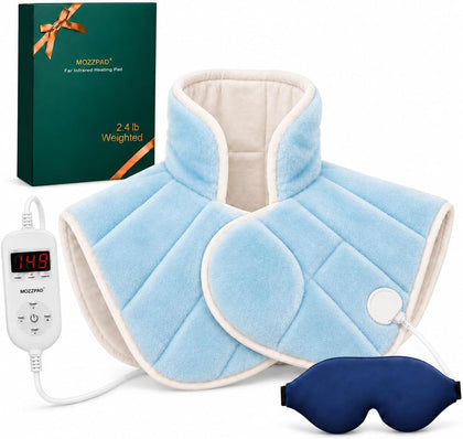 Weighted Heating Pad for Neck and Shoulders and Back, 2.4 lb Neck and Shoulder Heating Pad Wrap, Heated Neck Wrap for