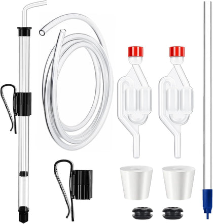 14" Auto Siphon with Bottling Wand Wine Siphon with Fermentation Airlocks | 3/8" Removable Racking Cane, Effortless
