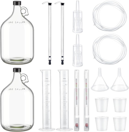 2 Set Mead Making Kit Complete for Home Brewing Starter Sets Includes 1 Gallon Glass Carboy, Auto Siphon, Hydrometer