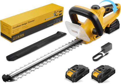 20" Hedge Trimmer Cordless with 2x2.0Ah Battery for Yard, 5/8'' Blade Gap | 20-Inch 65Mn Blade, 5/8-Inch Cut