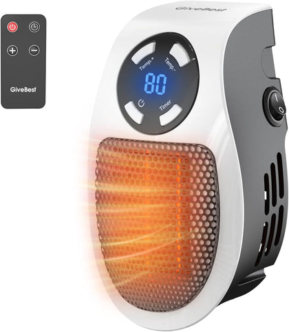 Programmable Space Heater with LED Display, Remote Wall Outlet Electric Heater with Thermostat and Timer for Home