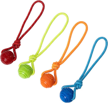 Dog Training Ball on A Rope Rubber Dog Rope Toys Ball with Handle for Tug of War K9 Training Rewards for Belgian