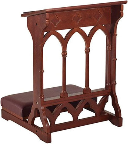 Gothic Padded Kneeler Maple Hardwood Kneelers Wooden Church Prayer Bench for Praying, 24 Inch x 32 Inch