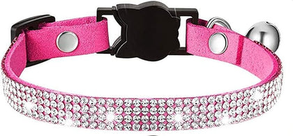 Rhinestones Dog Cat Collars with Bell Bling Pet Puppy Collars with Soft Velvet Crystal Collars Girl Jeweled Necklace