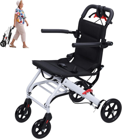 Ultra Lightweight Aluminum Wheelchair (Only 13.66lbs), Folding Transport Chair with Instant Fold, Narrow 18.5" Design