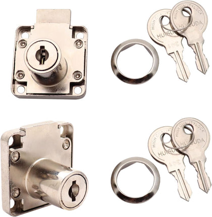 2 Packs Furniture Lock, Zinc Alloy Security Cabinet Locker Desk Cylinder Lock for Door Cabinet Mailbox Drawer