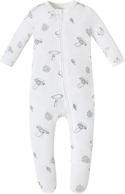 Baby Footed Pajamas 0-18M, Organic Cotton Zip Sleeper, Long Sleeve