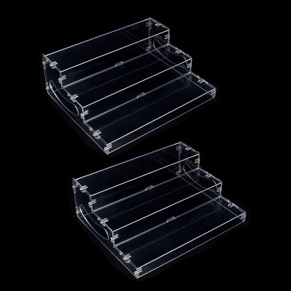 2 Pack Pantry Organization and Storage Clear Plastics Spice Rack Organizer for Cabinet & Countertop (ASSEMBLY