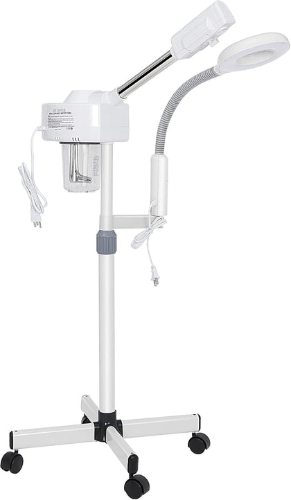 2 in 1 Facial Steamer 5X Magnifying Lamp - Hot Ozone Spa Machine, Mist Face Salon Beauty Skin Care Equipment