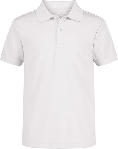 Boys' School Uniform Short Sleeve Polo Shirt, Button Closure, Moisture Wicking Performance Material