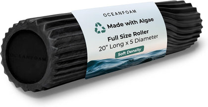 Soft Tidal Roller (Black & Charcoal Marbled) - Low Density Foam Roller for Physical Therapy, Back Pain, Exercise &