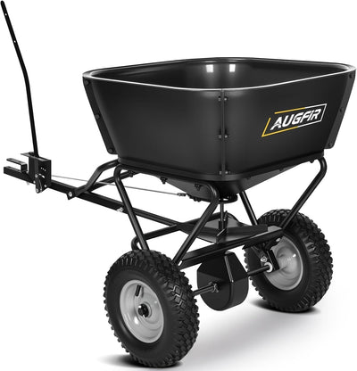 Tow Behind Broadcast Spreader, 130 LBS Capacity Lawn Fertilizer Spreader for Riding Mower, ATV, UTV & Tractor, 12 FT